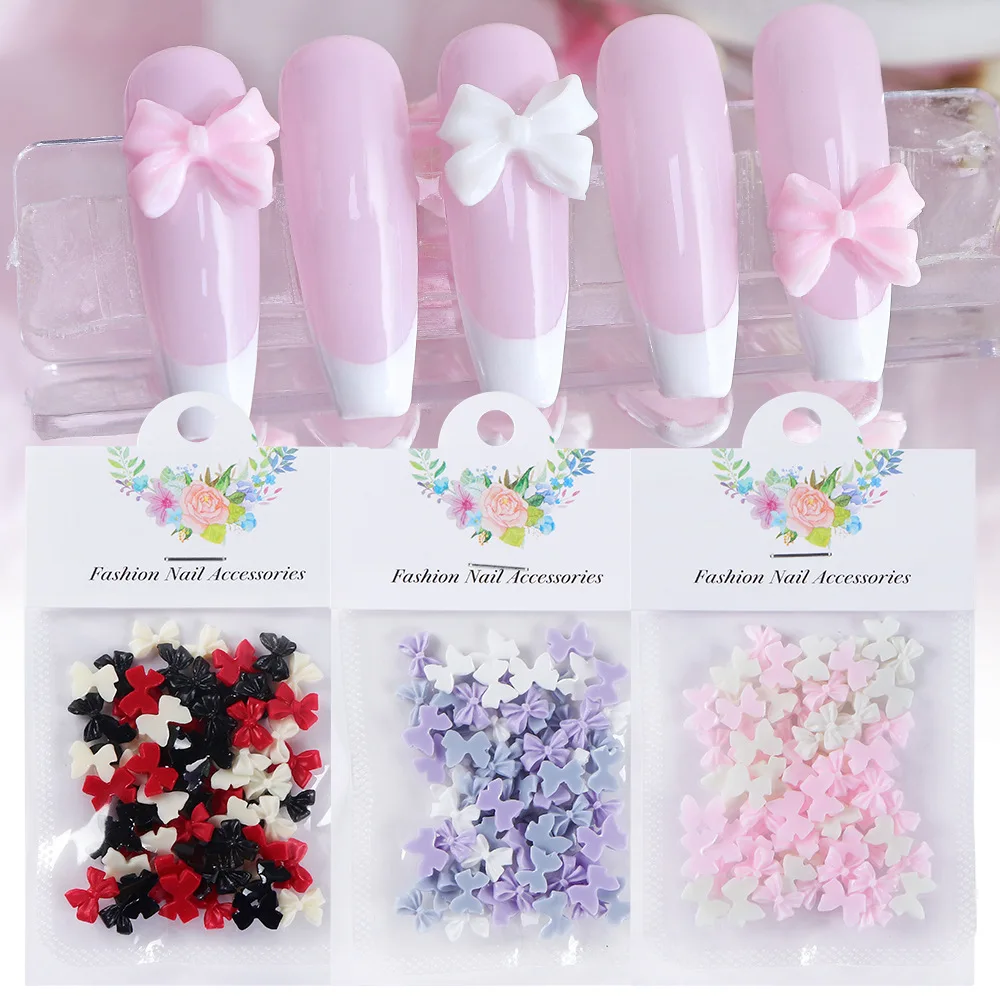 

Bow Nail Decorations Resin Bowknot Nail Rhinestones Girls/Lady Nail Accessories