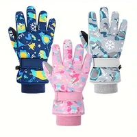 Winter Children's Ski Gloves Kids Snowboard Thickened Thermal Coral Fleece Non-slip Waterproof Cycling Fleece Warm Snow Gloves 2
