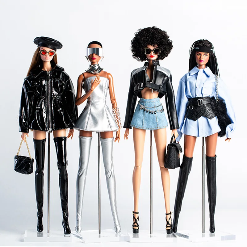 30cm Doll Clothe Accessories Fashion Futuristic Retro-Modern Jacket/Shirt/Glasses Cool Girl DIY Dress Up For 1/6 Supermodel Doll