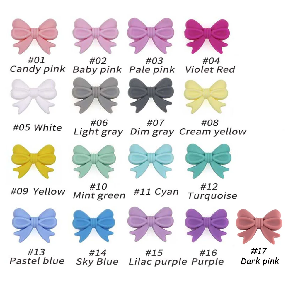 Sunrony Bowknot Silicone Beads Set for DIY Jewelry and Accessories - Pack of 10