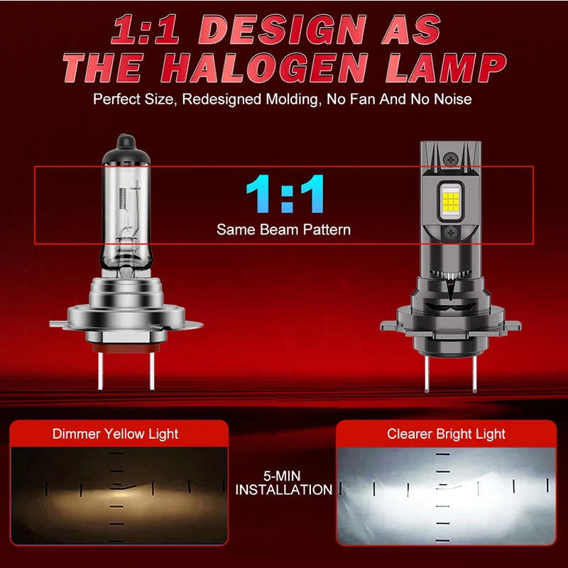 High-Performance LED Headlight Bulb - 30000LM 300W, Canbus-Compatible, High Beam and Daytime Running Lights