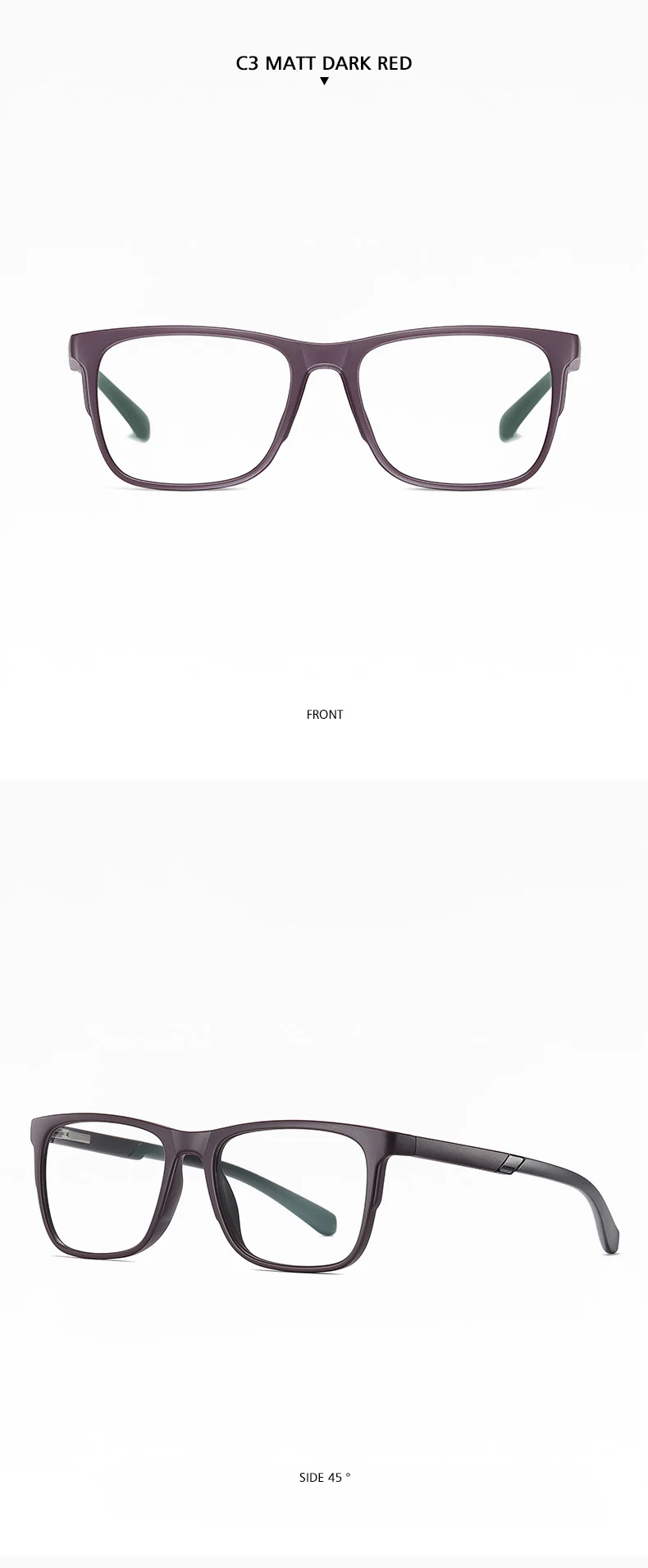 Progressive Reading Glasses – Men's Rectangle Eyeglass Frames with Transparent Eyepieces