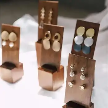 Espositore per orecchini in legno di noce nera Staffa per portaoggetti per orecchini in legno Porta carte per orecchini piccoli Porta gioielli con piastra di supporto