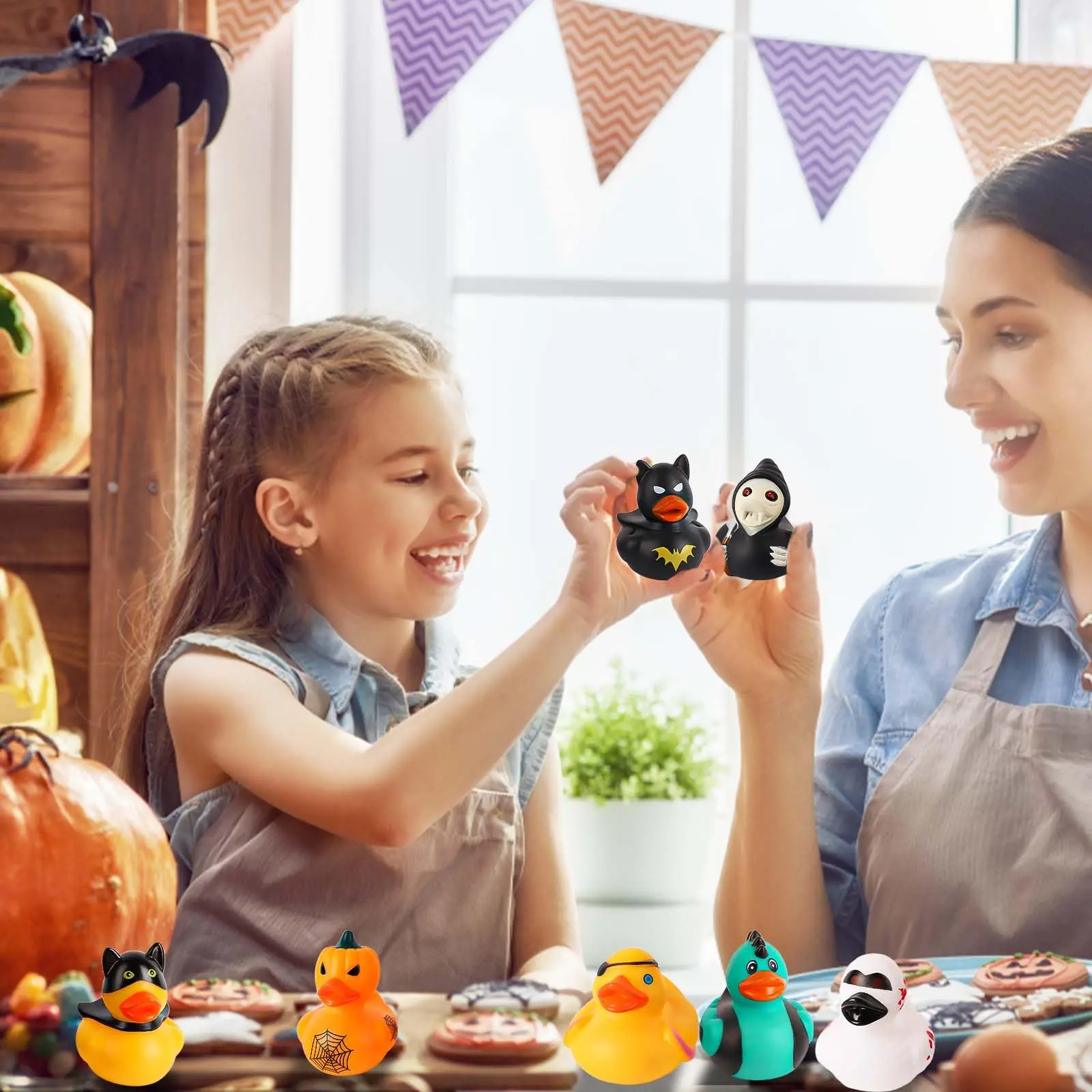 2/6/12 PC Halloween Rubber Ducks Halloween Ducks for Jeeps with Various Halloween Characters Novelty Rubber Duck Toys 3