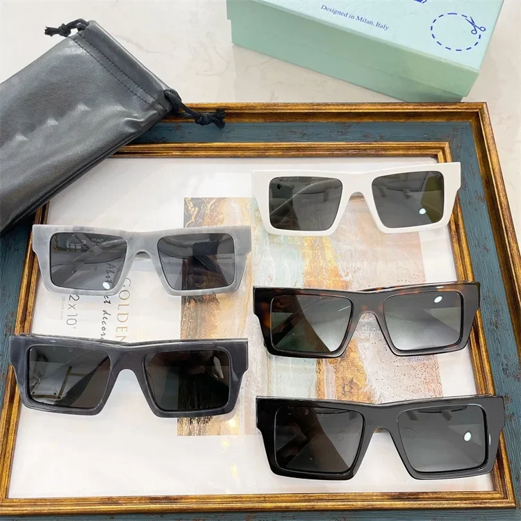 

2024 top new fasion OFF sunglasses WHITE men retro square box sunglasses women uv400 outdoor leisure with box