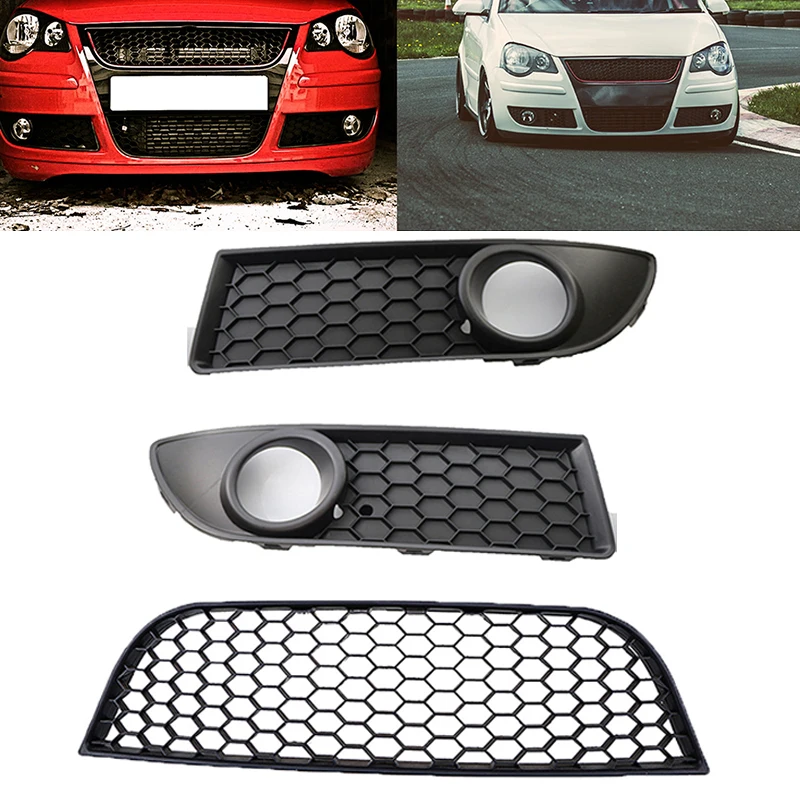 POSSBAY Left Right Side Front Lower Bumper Center Grill for VW Polo MK4
