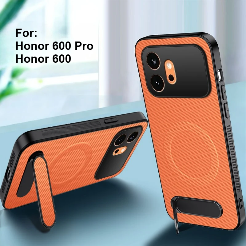 Carbon Fiber Texture Magnetic Bracket Ultra-Thin Case with Wireless Charging Capability