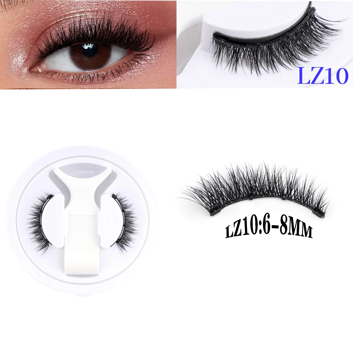 2Pairs 3D Magnetic False Eyelashes Natural Soft Magnet Eye Makeup Tool With Applicater Mirror Glue Free Easy To Wear