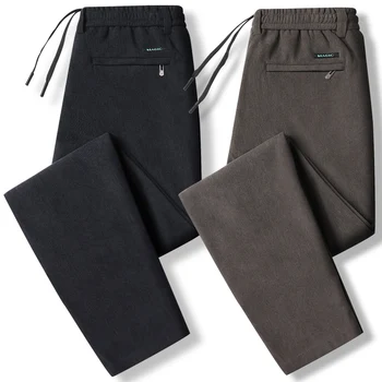 Pantaloni casual in vita elastica Pantaloni da jogging da uomo Pantaloni dritti dalla vestibilità ampia Pantaloni da uomo primavera autunno di grandi dimensioni Nero Grigio 1