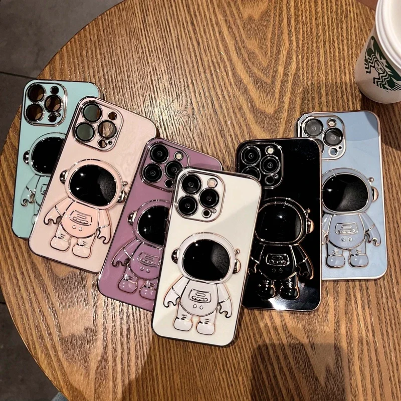 Luxury Astronaut Silicone Kickstand Phone Case Cover