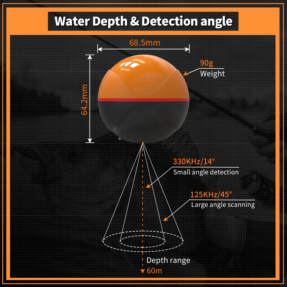 Erchang F68 Fish Finder Sonar For Fishing 125khz/330khz Echo-sounder Portable Wireless Sounder Android&IOS APP fish finder