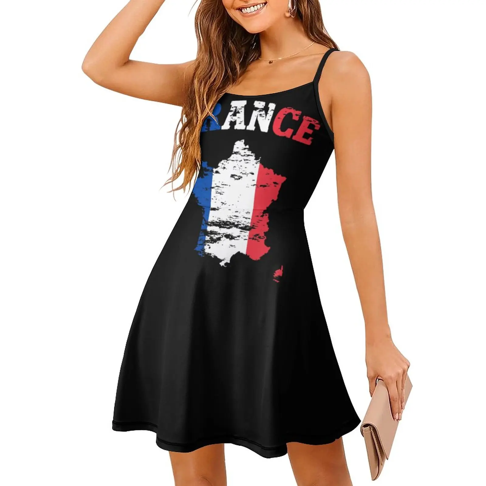 

Sexy République Française France Flag 23 Women's Sling Dress Funny Novelty Cocktails Woman's Gown Dresses Vintage