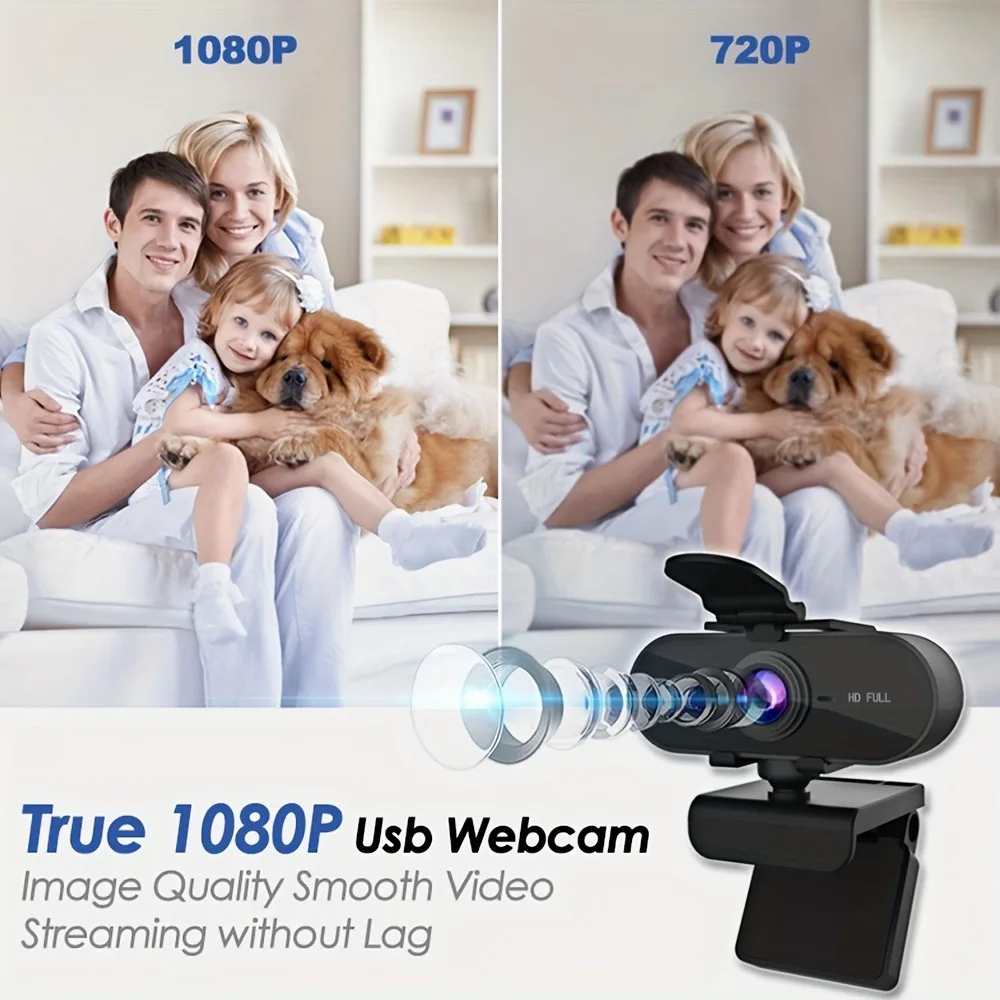 Full HD 1080P Computer Webcam with Microphone Voice Call Conference Live Camera Privacy Cover Stand Game Banding live Web Camera 5