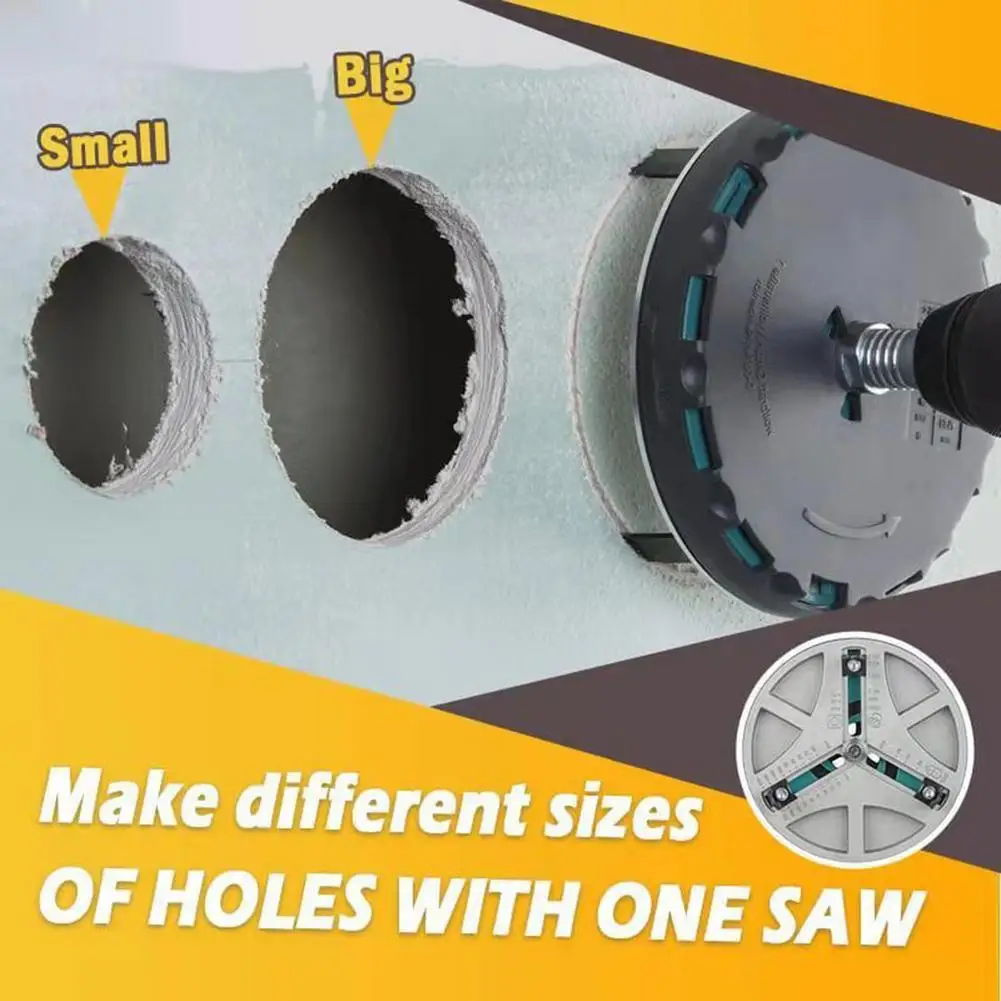 

Adjustable Punching Saw E901 45-130mm for Woodworking Spotlight Plastic Plate Opening Triple Blade Design Smooth Cut Tool