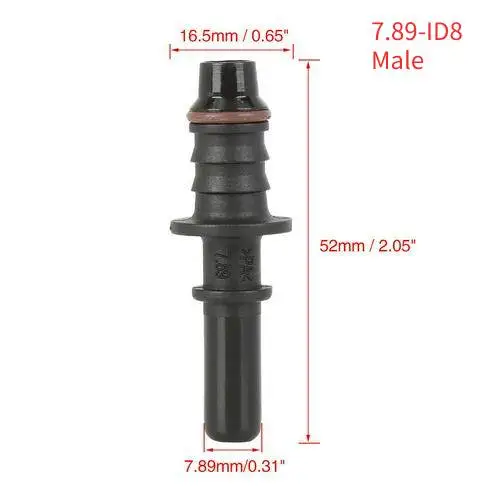 Car Fuel Line Quick Connect Hose Coupler ID8 7.89 9.89 11.8 Rubber Nylon Oil Line Pipe Connector Disconnect Release Hose Fitting 7.89-ID8 male