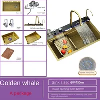 อ่างล้างจานครัวแบบชามเดี่ยวขนาดใหญ่ ทำด้วยมือ ผลิตจากสแตนเลส 304 ยี่ห้อ Golden Whale พร้อมหน้าจอแสดงผลดิจิตอล สำหรับขายส่ง 6