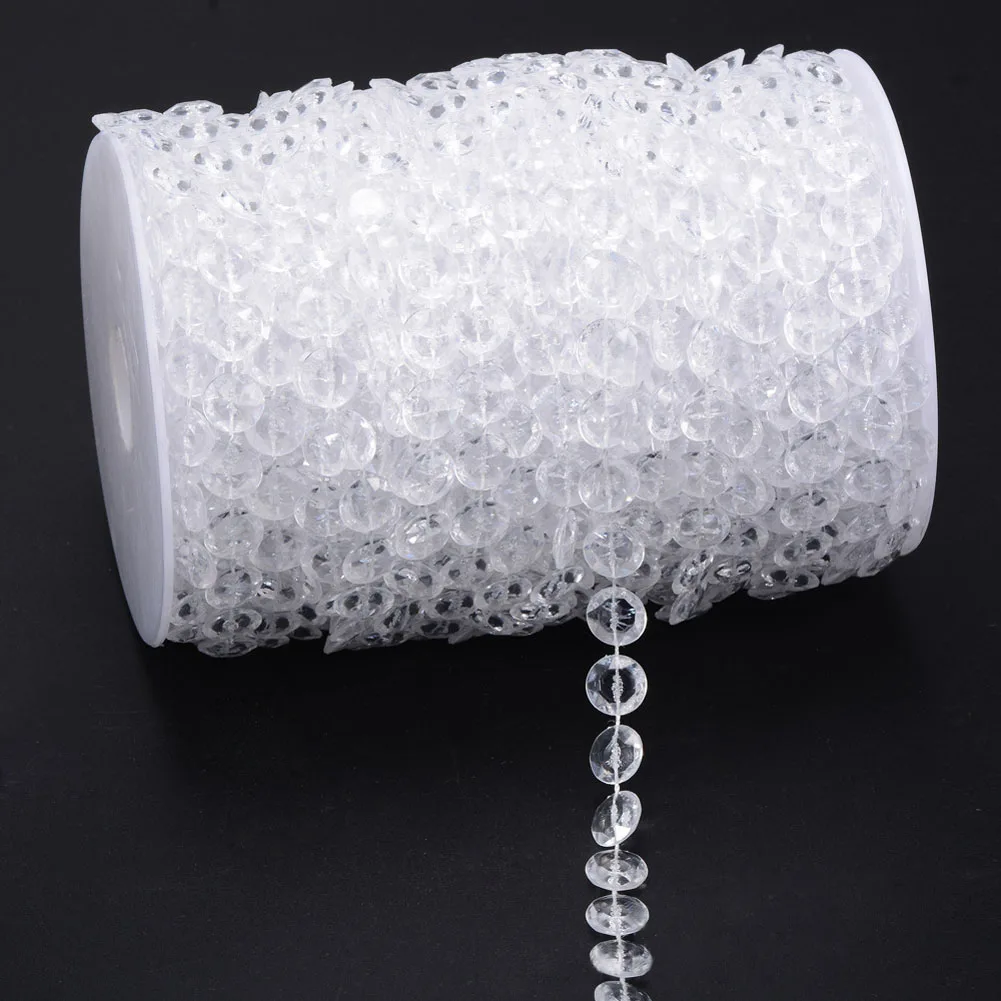 30M/Roll Garland Diamond Chain Acrylic Crafts Decorative Tassel Beads Strings Pendant Decoration Accessory for Window Displays