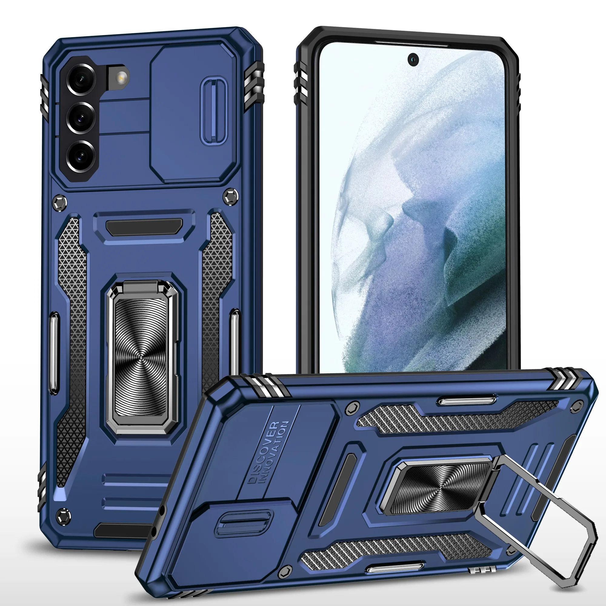 Per Samsung S20Ultra S21Plus S10 S21Fe S22 + S30 S21Fe M52 M53 5G Custodia Con Anello Magnetico Slide Camera Lens Case Armor Back Cover