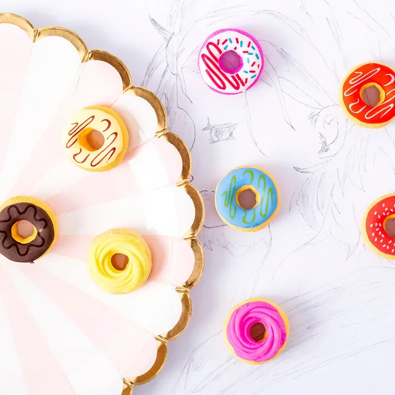 Candy Donuts Eraser Set 6 Pcs/Lot Students Eraser Stationery Supplies pencil eraser,biscuit eraser,kneadable eraser,retractable eraser
