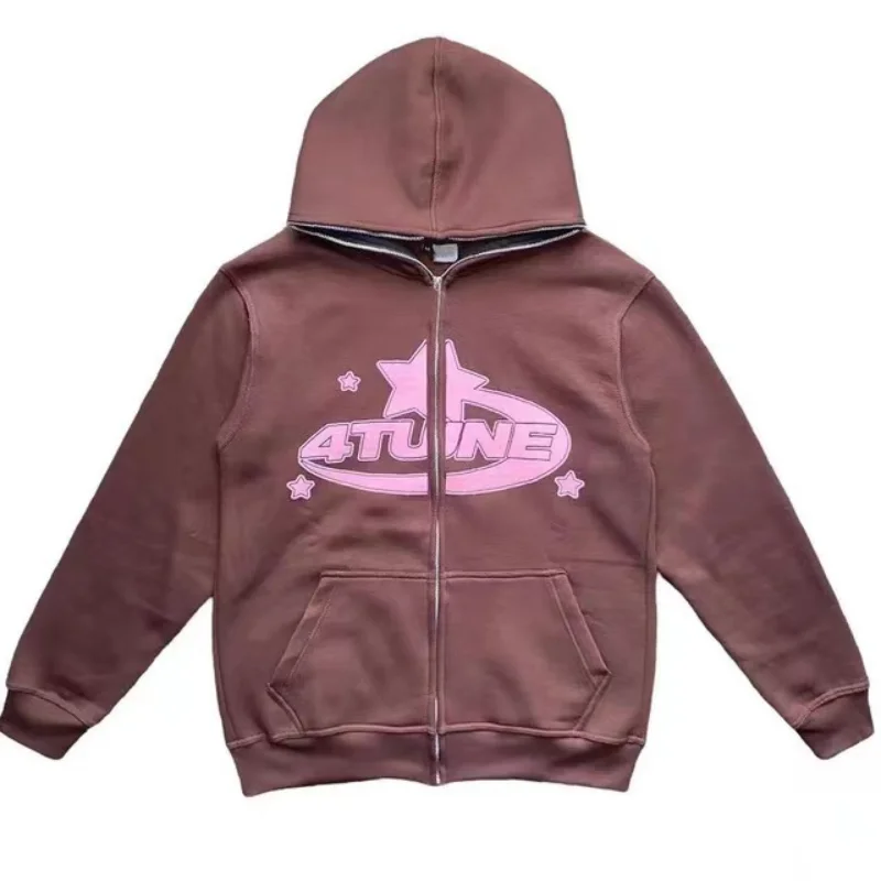 

Y2K Streetwear Sweatshirt Star Letter Print Hoodie Retro Long Sleeve Loose Jacket Coats Harajuku Casual Gothic Hooded Coat 2023