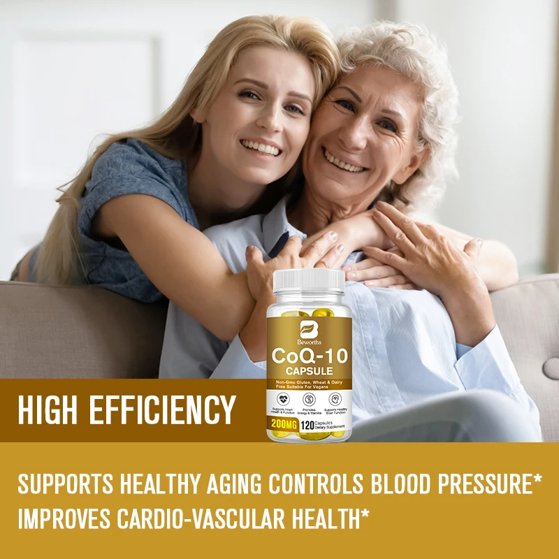 Beworths Coenzyme Q10 Capsules COQ10 for Heart and Cardiovascular Health Energy Supplement for Old Men Healthy Brain Function