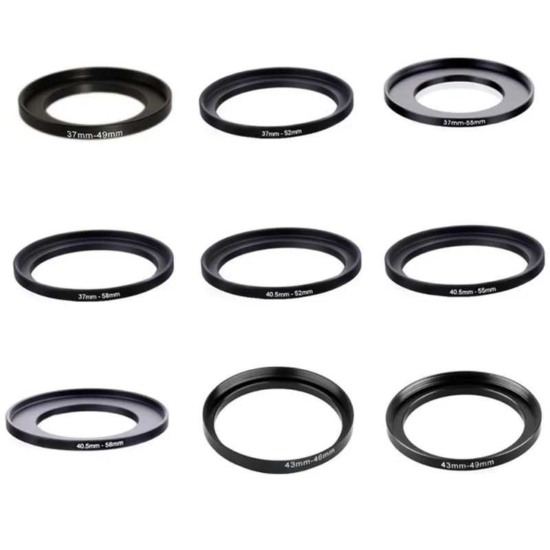 37-49 37-52 37-55 37-58 40.5-52 40.5-55 40.5-58 43-46 43-49 72-82mm Metal Step Up Rings Lens Adapter Filter Set Filter Step Up Rings Lens Adapter Lens Filter Adapter Ring