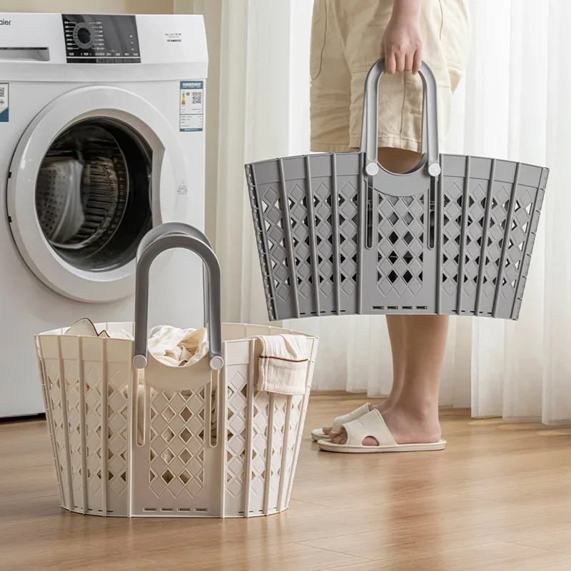 

Hollow Hanging Wall Type Foldable Dirty Clothes Basket Household Plastic Dirty Clothes Storage Basket Bathroom Basket Bucket