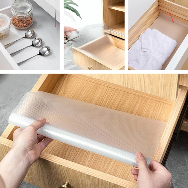 1 Roll Drawer Mat Non-Slip Shelf Drawer Liner Waterproof Moisture-proof  Cupboard Pad for Home Kitchen - AliExpress