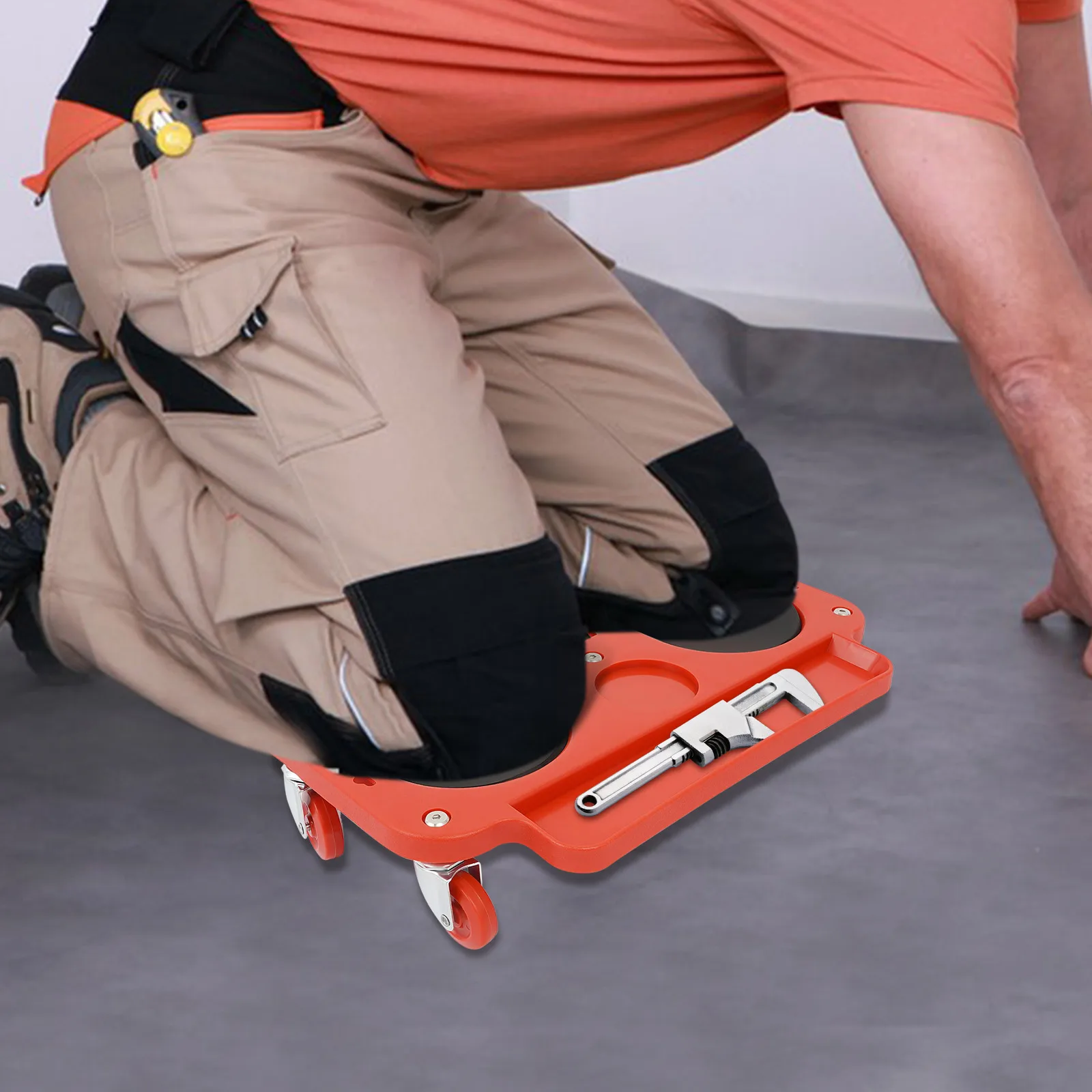 Rolling Knee Pad, Cushioned Knee Pad, Movable Dolly with Tool Tray for Auto Repair Protect Knees