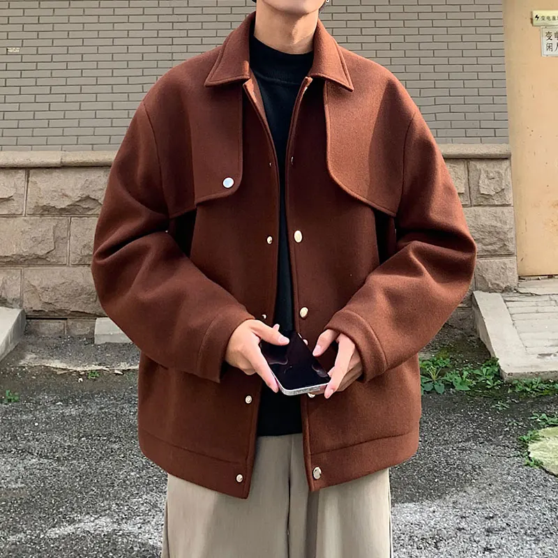 

2022 Winter Men's Lapel Collar Cashmere Woolen Blends 3 Color Coats Keep Warm Snow Jackets Clothes High-quality Parkas M-3XL