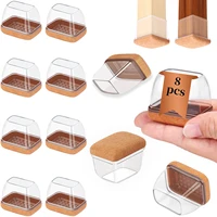 8PCS Rectangle Chair Leg Floor Caps Protectors Silicone with Felt Foot End Caps Covers width 22-32mm for Chair Table No Noise 2