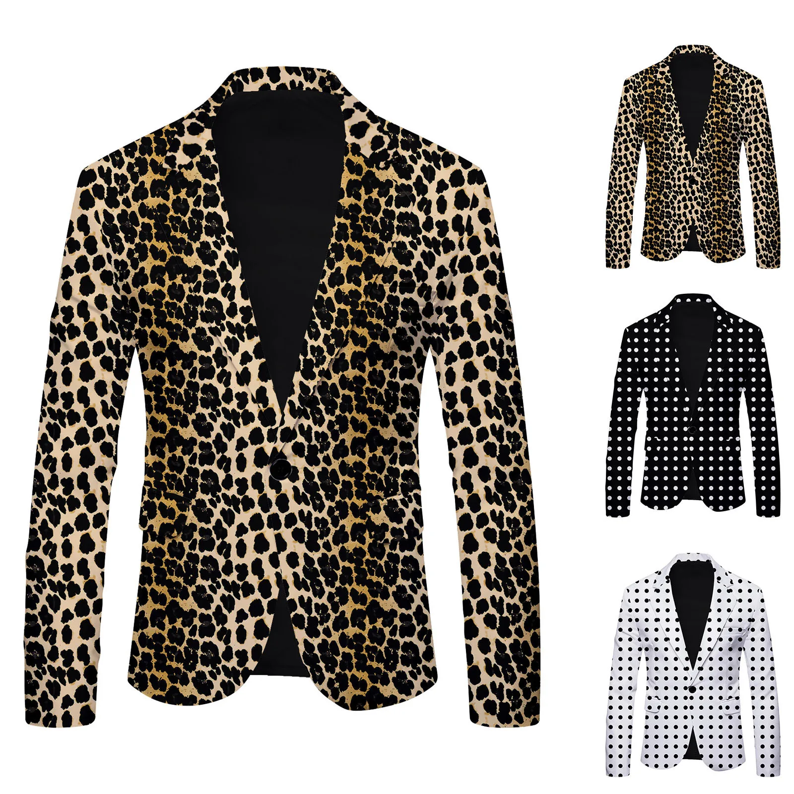 

Male Leopard Print Suit Blazer Party Wedding Festival Stylish Man Blazers Stage Costumes Singers Slim Fit Jacket