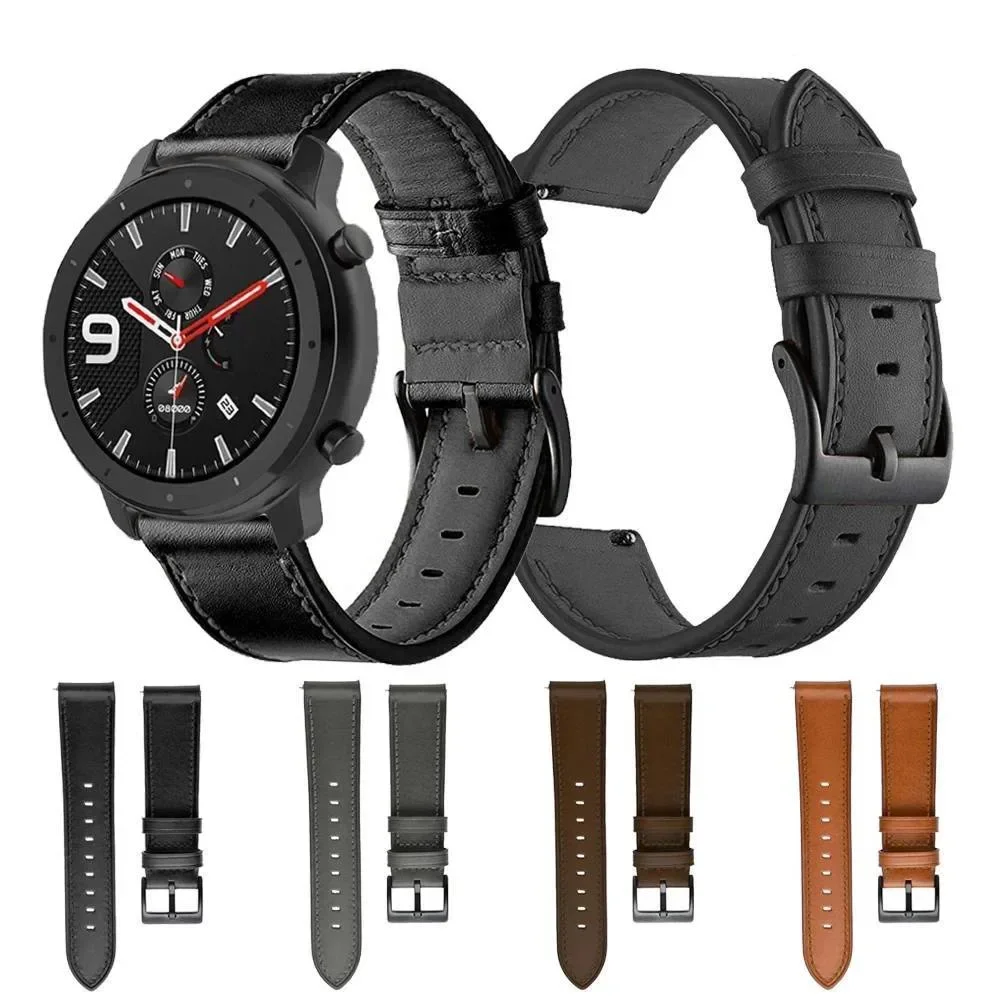 Premium Leather Smart Watch Band Strap, 22mm/20mm,