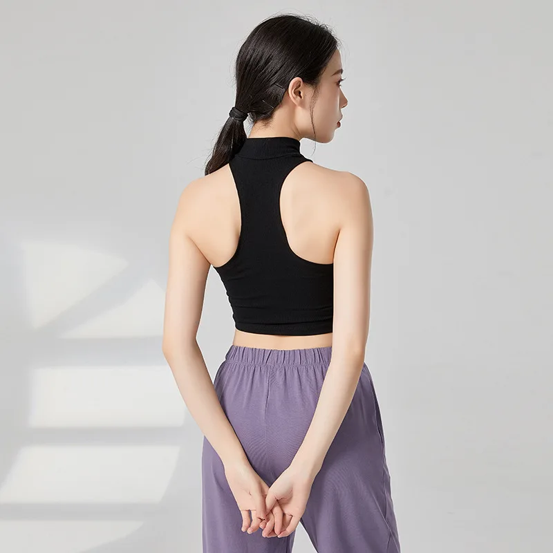 Adult Slim Fit Mock Neck Belly Dance Tank Crop Top Costume for Women Dancing Clothes Wear