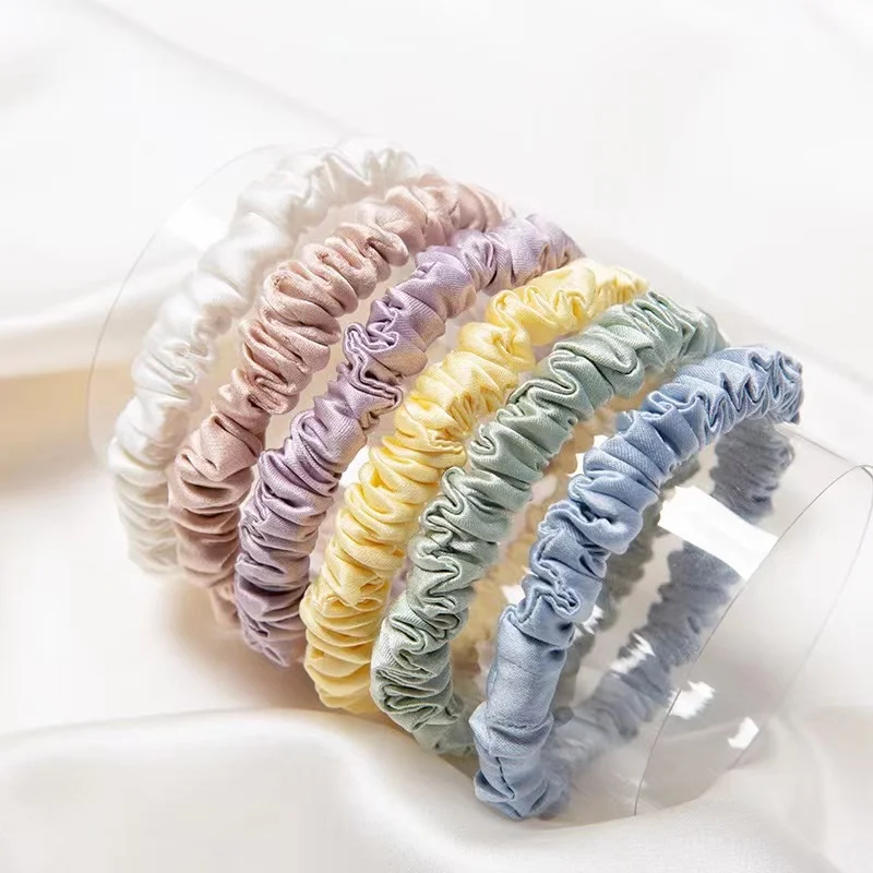 100 % reine Maulbeerseide, Haargummi, handgefertigte Haarbänder, Damen- und Mädchen-Haar-Accessoires, reine Farbe, natürliche Haarspangen, 2 cm – Detail 10