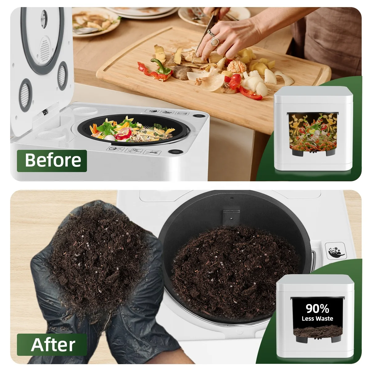 LUXFOND Indoor Home Electric Smart Kitchen Food Waste Recycler Countertop Household Composter Machine 3