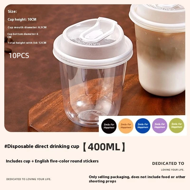 SUSU 10-Pack Disposable Sip-Lid Cold Drink Cups