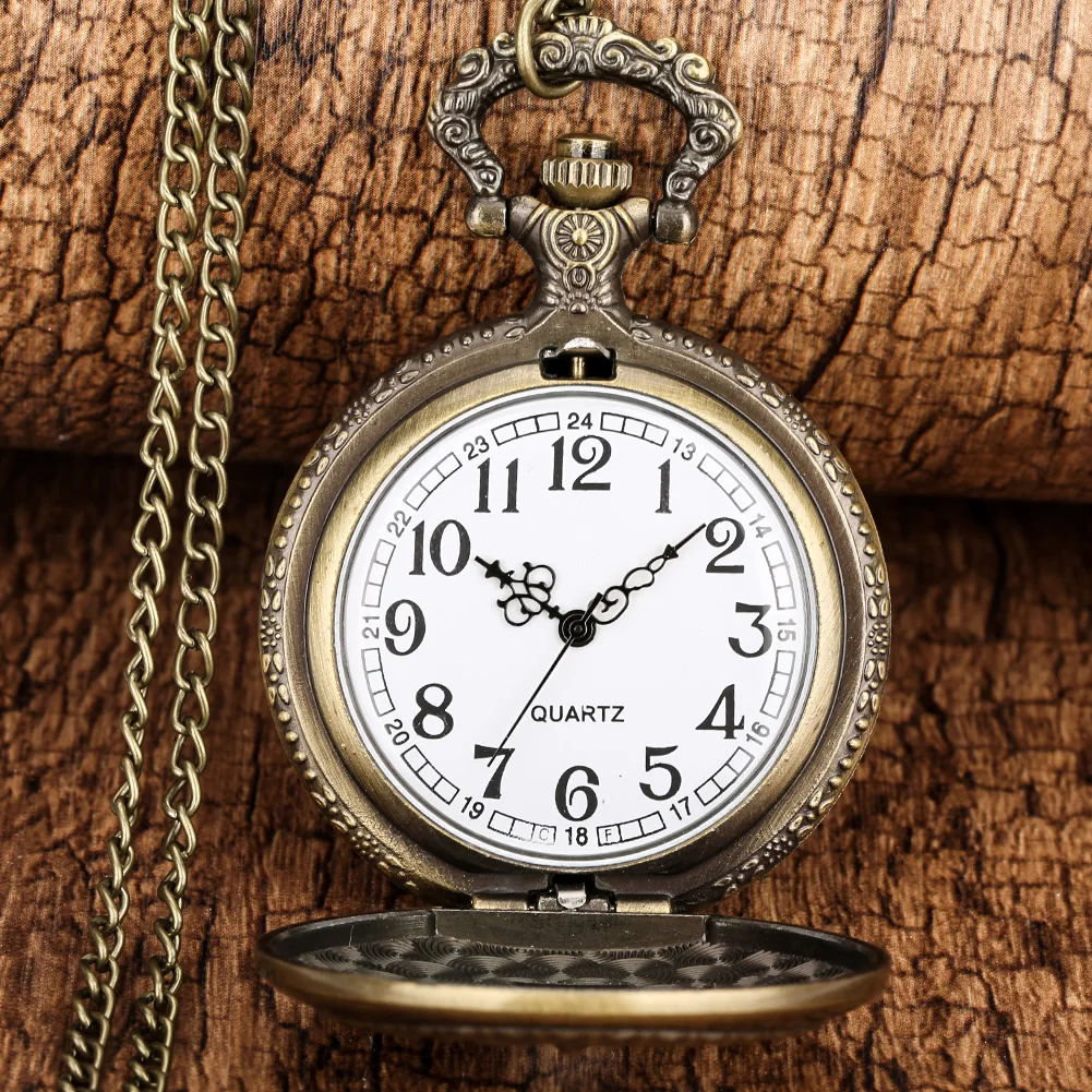 Classic Quotes Good Thought Good Deed Good Word...Bronze Necklace Watch Gift for Men Women Quartz Movement Pendant Chain Clock