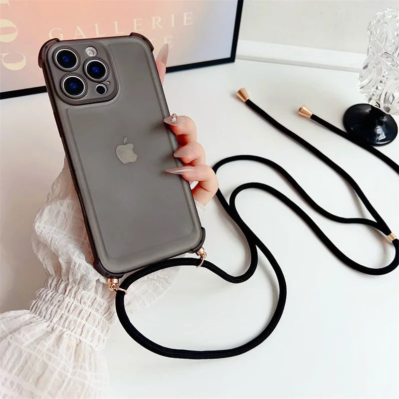 Crossbody Adjustable Lanyard Strap Phone Case with Soft Cover