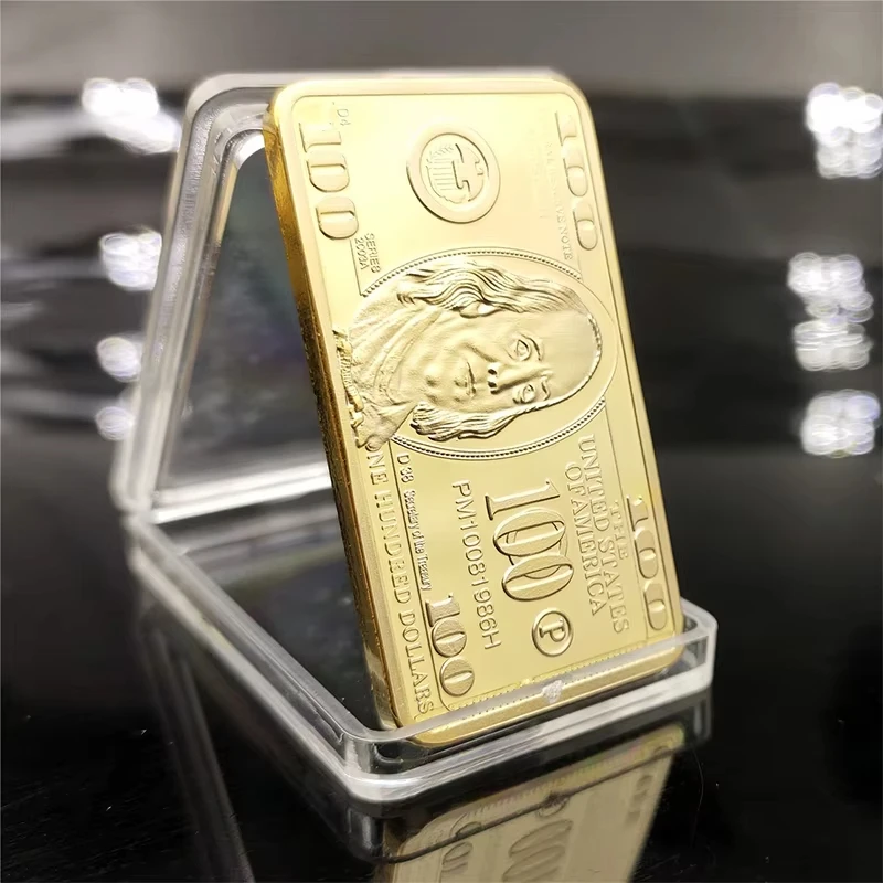 USA 100 Dollar Bullion 24k Gold Bar Coin with Gift Packaging