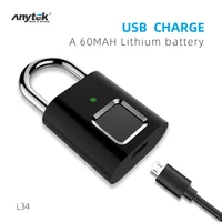 Anytek L34 Smart Fingerprint Padlock Mini Security USB Rechargeable Keyless Lock for Door Locker Bag Suitcase - Image 2