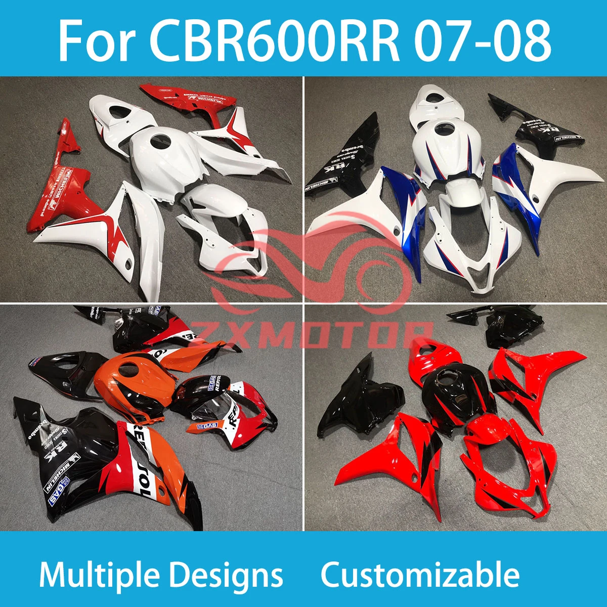 

Full Fairing Set CBR 600RR 2007 2008 Motorcycle Painted ZXMT Fairings Bodywork Cowl Kit for Honda CBR600RR 07 08