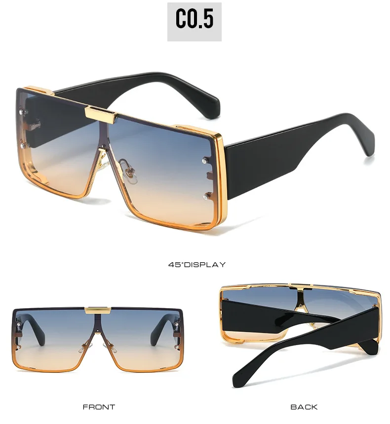 Quadratische Sonnenbrille für Damen und Herren Luxusmarken-Design Einteiliger Großer Rahmen Punk-Brille UV400 für Outdoor, Autofahren und Angeln – Detail 11