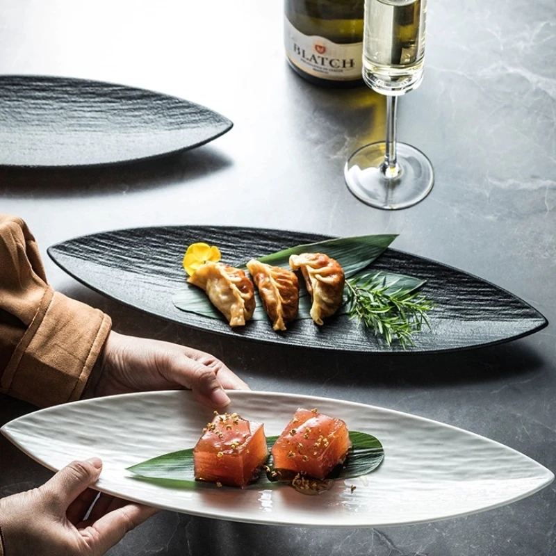 Japanese Restaurant Supplies Ceramic Sushi Plates Leaf Shaped Ceramic Dessert Plates Home Kitchen Accessories