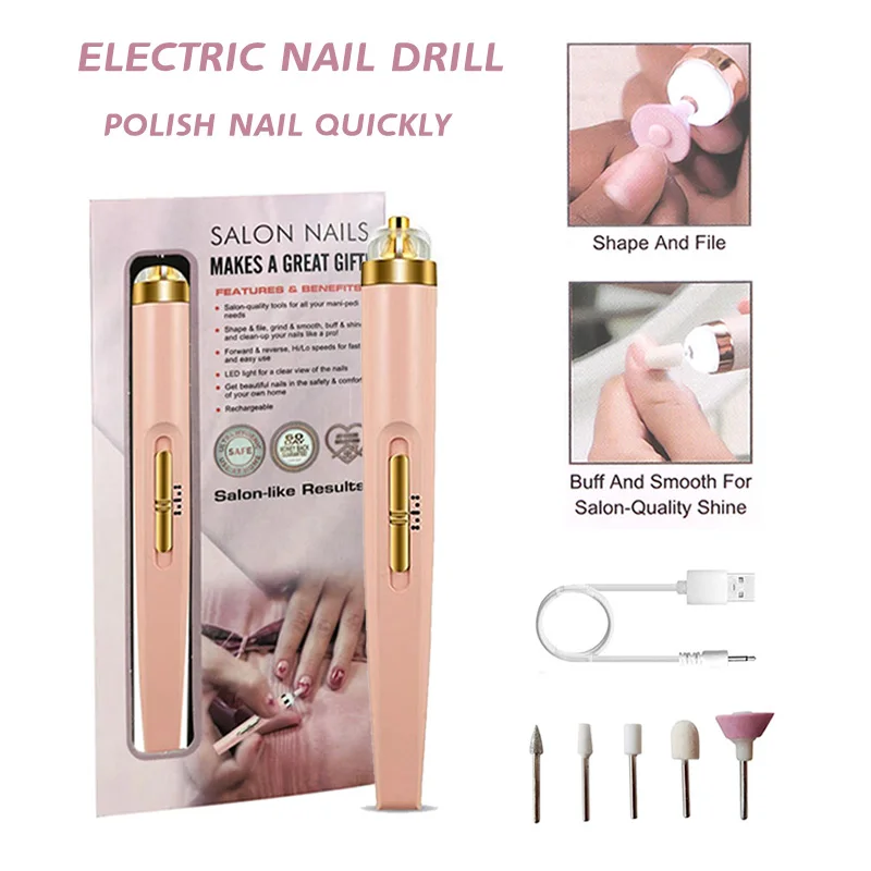 

Electric Nail Drill Machine with LED Cutters Mill for Manicure Pedicure Manicure Machine Set USB Rechargeable ponceuse ongle