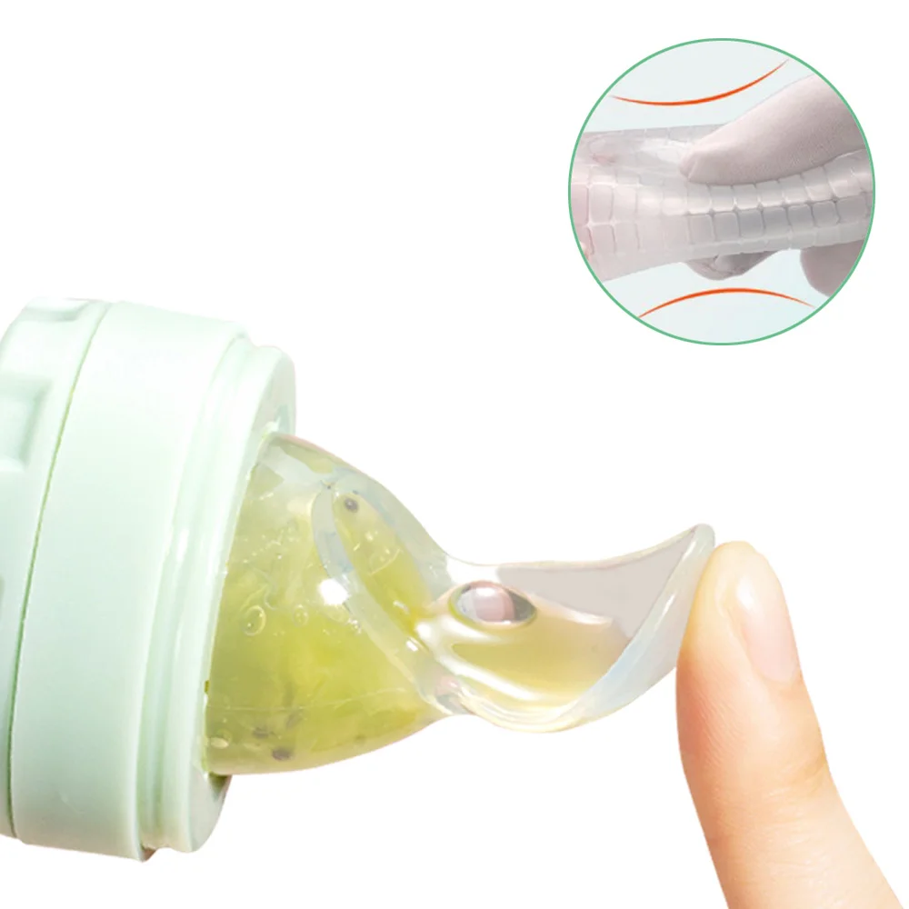 Baby Food Feeder Set, Silicone Pacifier Feeder and Squeeze Spoon Feeder