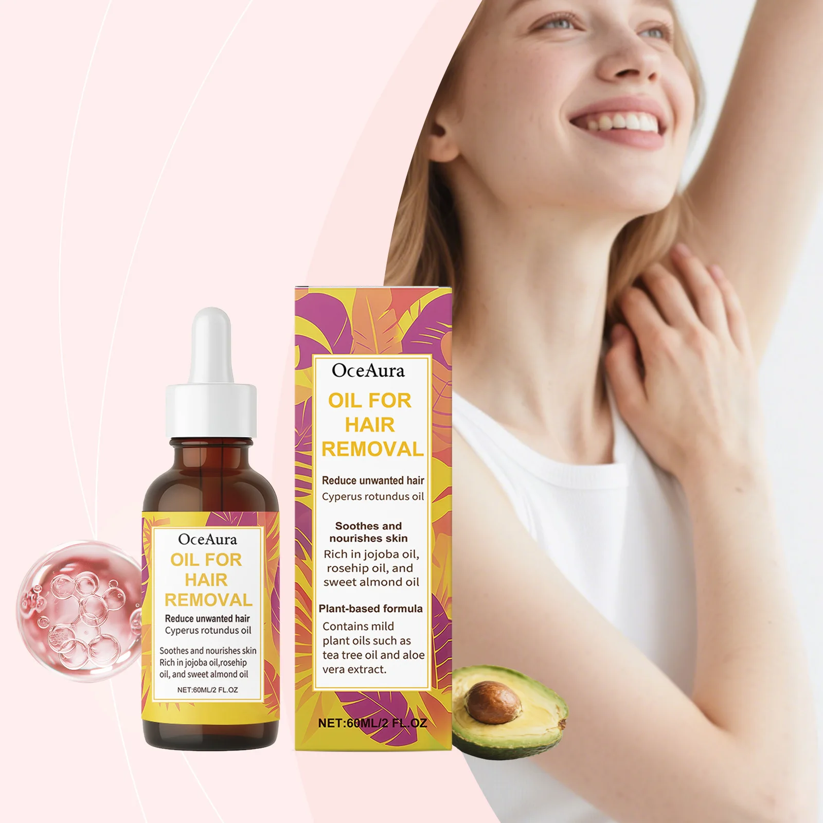 Gentle Nourishing Body Hair Removal Oil - Soft, Clean, and Essential Care