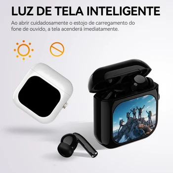 Aurafit Fones de Ouvido Sem Fio Acústicos com Bluetooth 5.3, 4 Microfones ENC, 36h + Tela TFT 2,01" HD, ANC, IA Tradicional + APP, 4Gb 