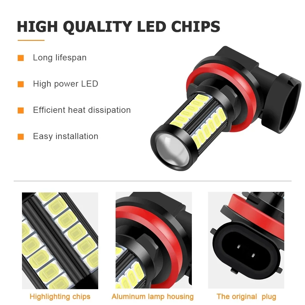 2x Car Fog Lamp H11 Led Lamp H7 9005 HB3 9006 HB4 H9 H8 H16 PSX24W PSX26W P13W White Ice Blue Fog Light Bulb Not for Headlights led lights led bulbs led car lights