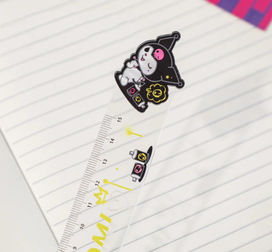 Sanrio Graffiti Wind Turning Ruler Kuromi Multifunctional Acrylic Ruler Student Straightedge mathematical rulers set,drawing tool set,acrylic ruler